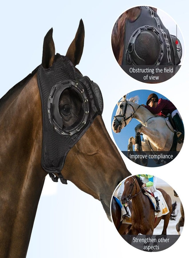 La La Pet Racing Blinkers for Horses Protective Net Horse Goggles Half Head Mask Harness Equipment for Fly Control Horse Eye Cover for Sand Protection - Image 3